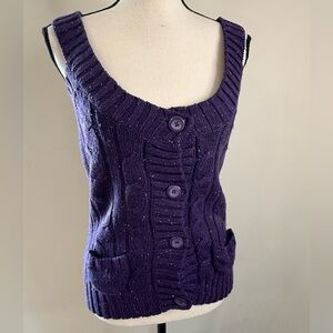Degree purple cable knit sleeveless sweater vest SZ LG